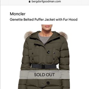 Moncler Genette belter puffer with fur hood